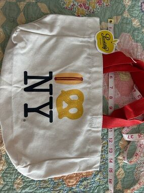 NY Graphic Canvas Tote with Red Handles